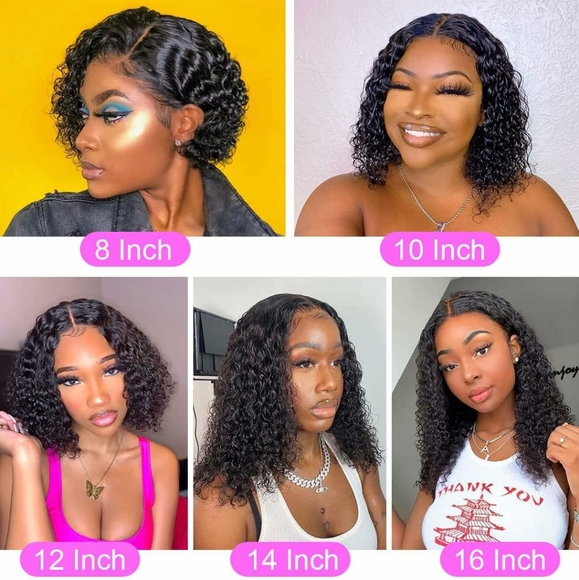 Bob Wig Human Hair Deep Wave Lace Front Wig Human Hair Curly Wigs 13x4 - Picture 5 of 5